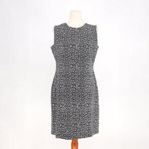 J. MCLAUGHLIN Sleeveless Round Neck Sheath Dress Size L Marbled Pattern